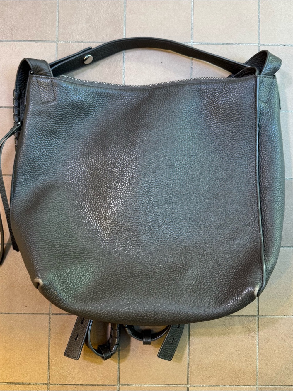 AllSaints Black Leather Convertible Kita Bag